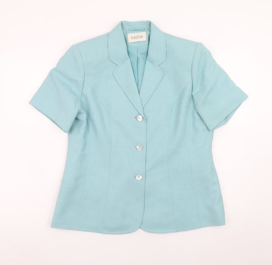 Eastex Women's Blue Short Sleeve Linen Blend Suit Jacket UK 12