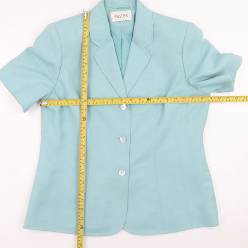 Eastex Women's Blue Short Sleeve Linen Blend Suit Jacket UK 12