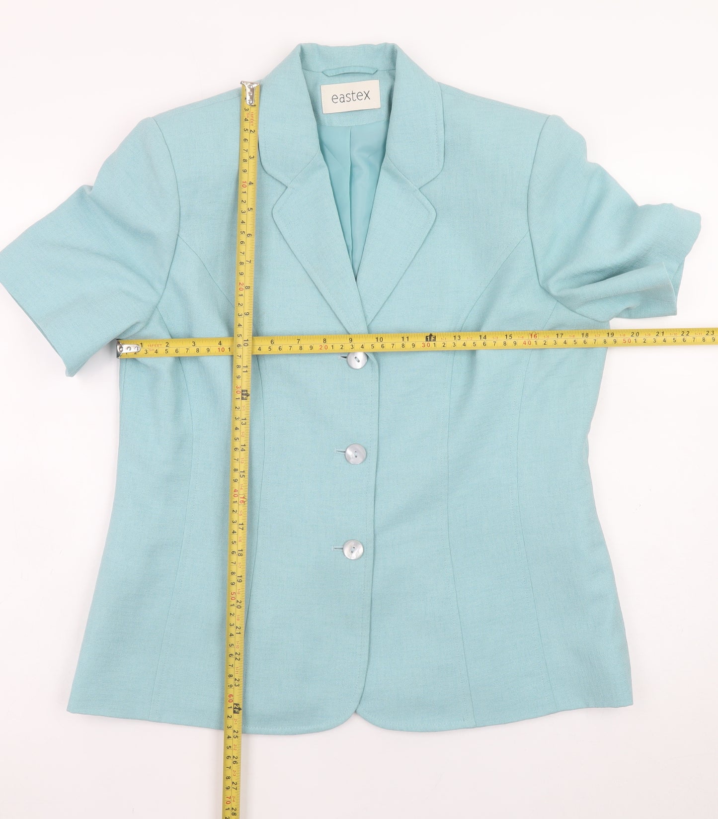 Eastex Women's Blue Short Sleeve Linen Blend Suit Jacket UK 12