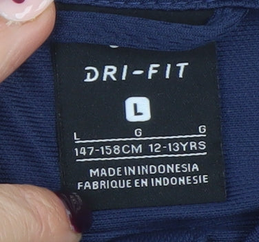 Nike Boys Blue Dri-FIT Track Jacket 12-13 Years Full Zip Activewear