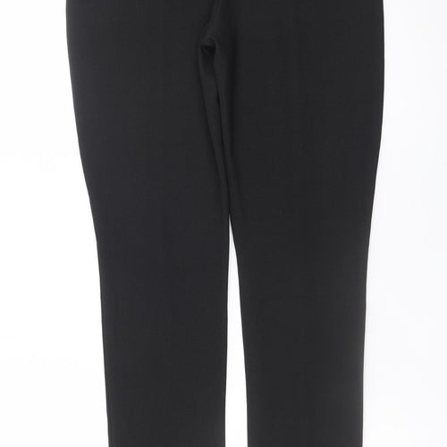 Zara Women Black Straight Leg Trousers L Knit Stretch Office Pants