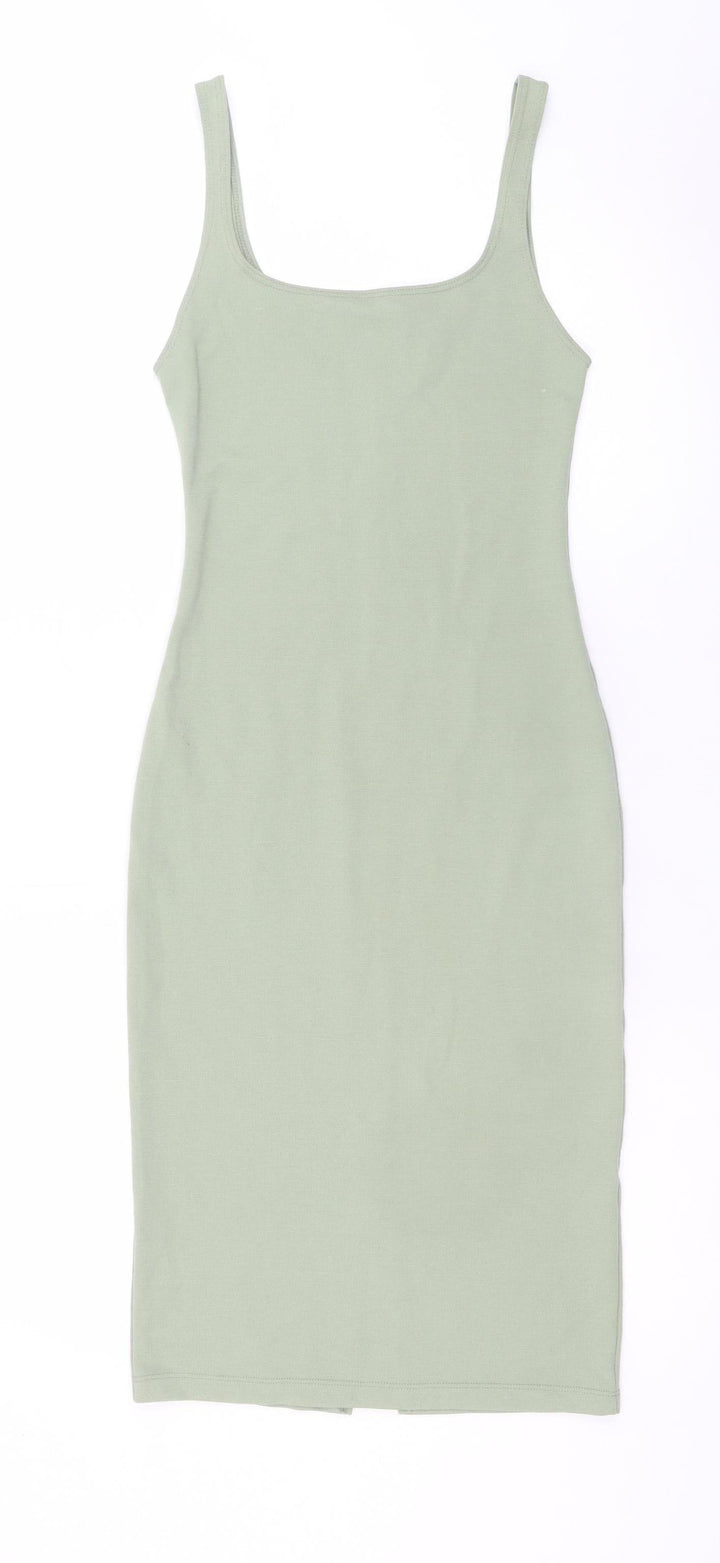 Zara Women Green Size 8 Bodycon Knit Sleeveless Dress