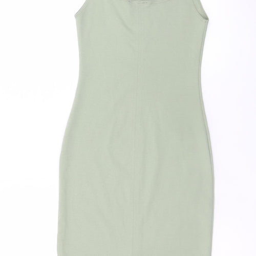 Zara Women Green Size 8 Bodycon Knit Sleeveless Dress