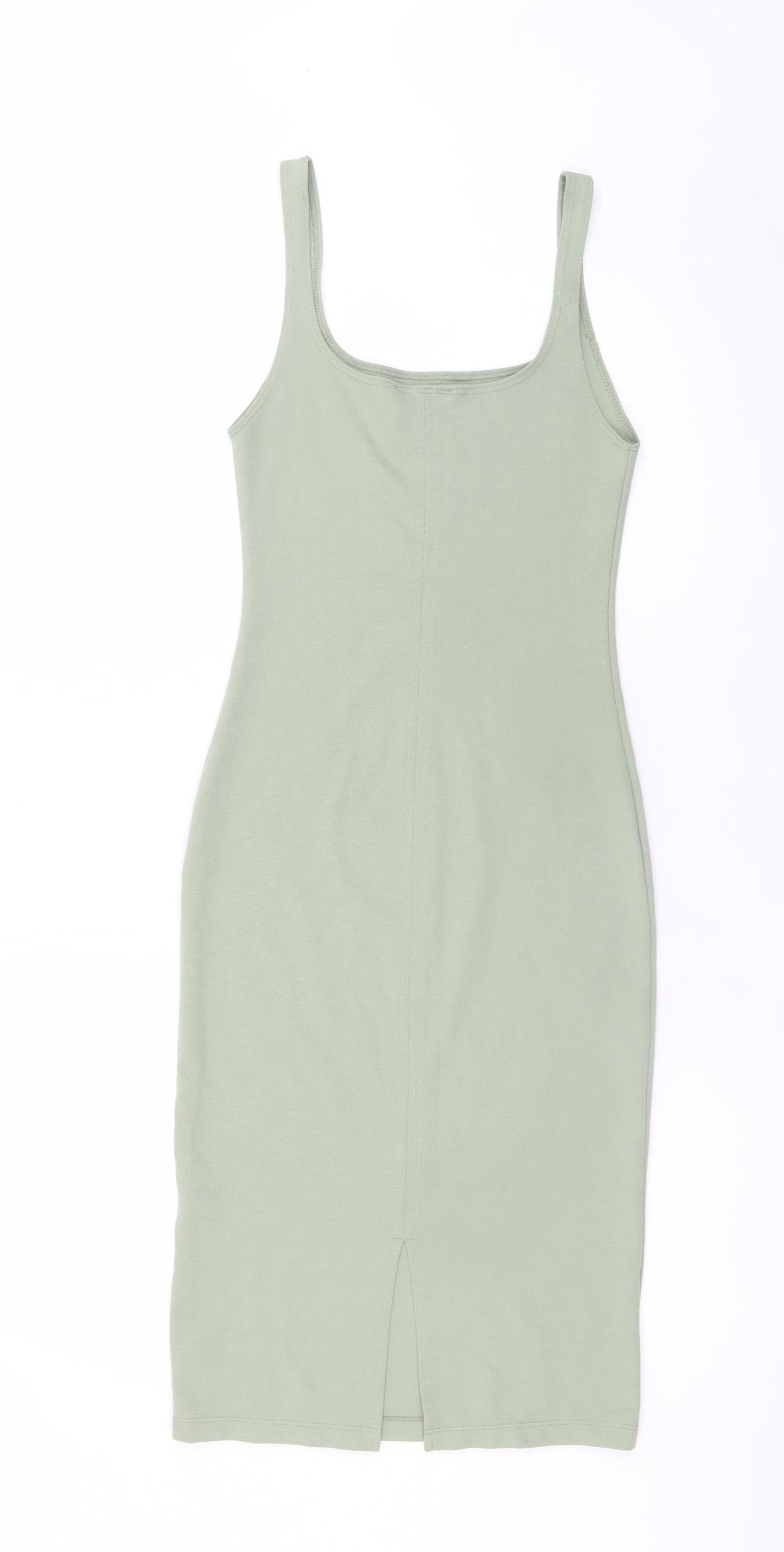 Zara Women Green Size 8 Bodycon Knit Sleeveless Dress