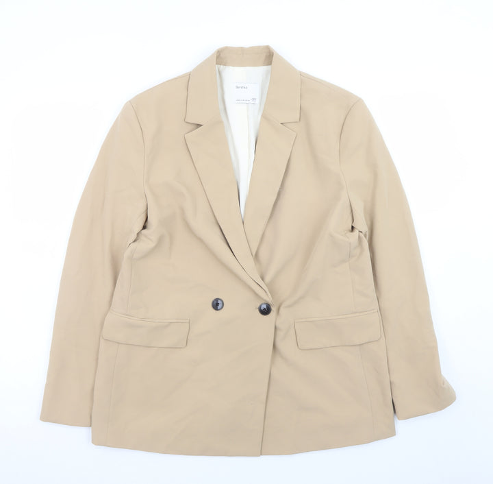 Bershka Women’s Beige Double-Breasted Blazer Size 12
