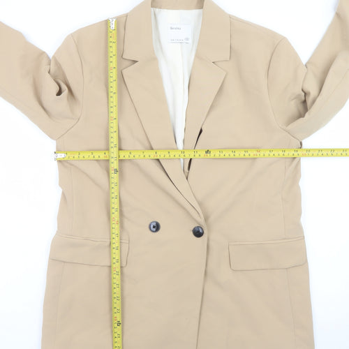 Bershka Women’s Beige Double-Breasted Blazer Size 12