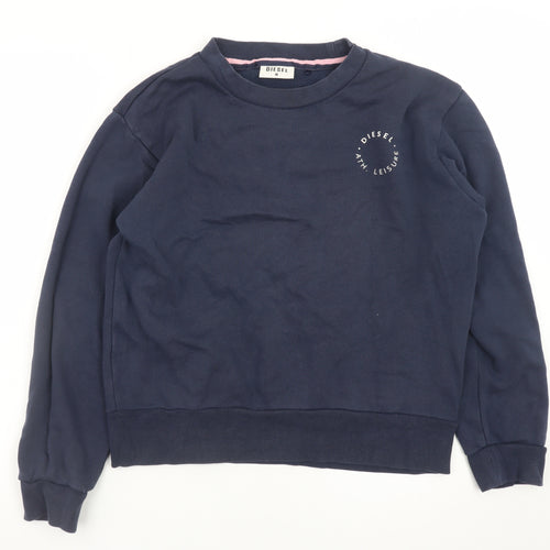 Diesel Women's Navy Pullover Sweatshirt Medium Cotton Blend