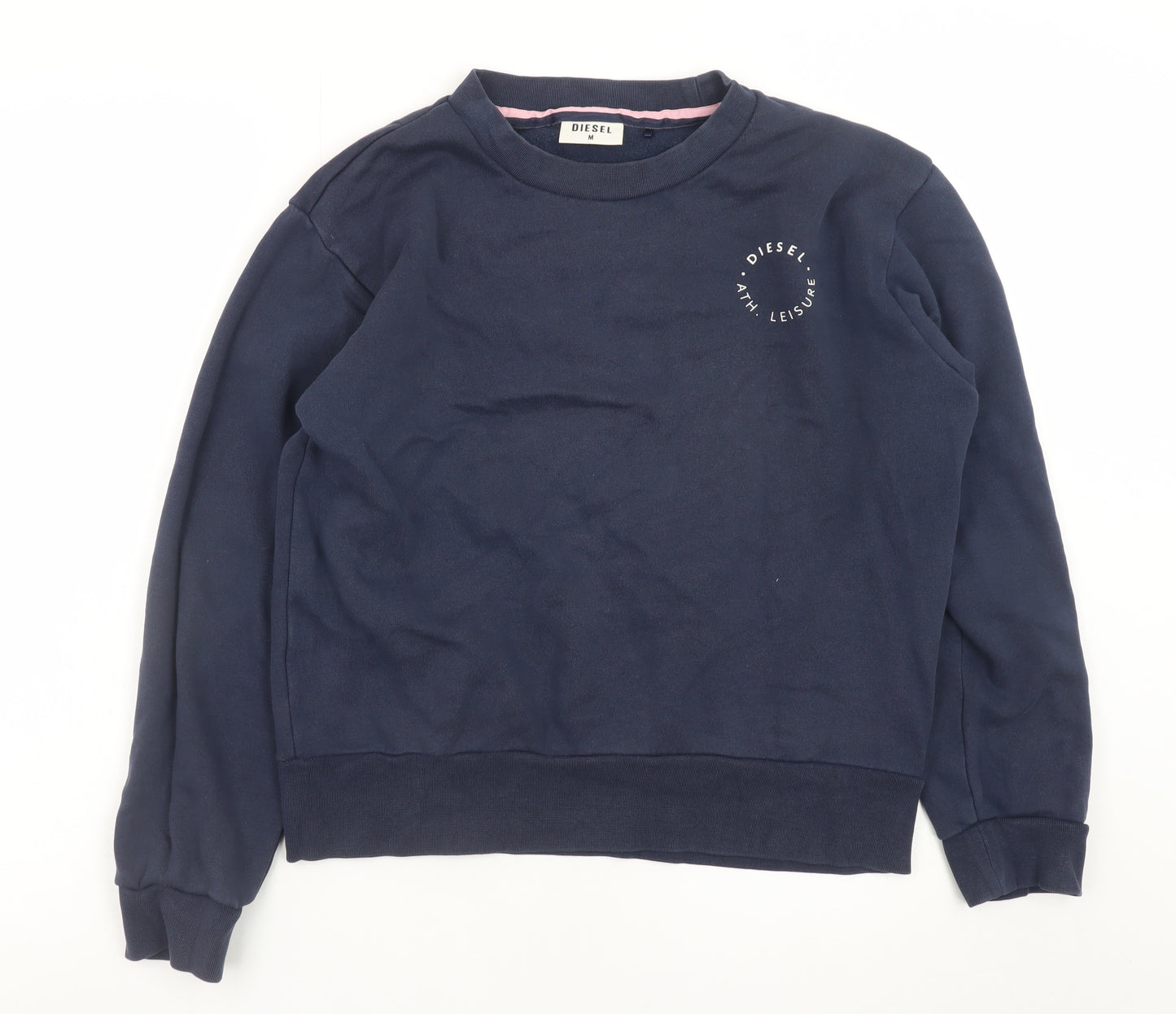 Diesel Women's Navy Pullover Sweatshirt Medium Cotton Blend