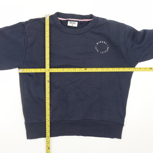 Diesel Women's Navy Pullover Sweatshirt Medium Cotton Blend