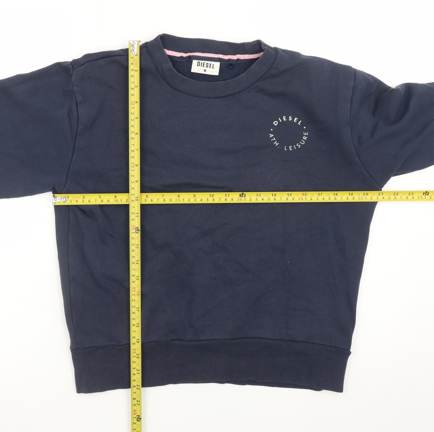 Diesel Women's Navy Pullover Sweatshirt Medium Cotton Blend