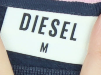 Diesel Women's Navy Pullover Sweatshirt Medium Cotton Blend