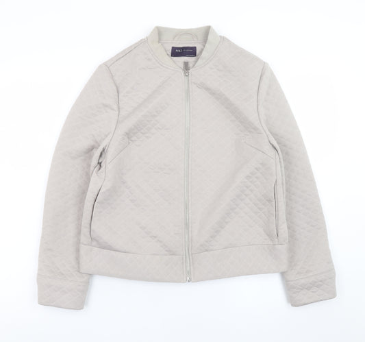 Marks and Spencer Women's Beige Quilted Bomber Jacket Size 12