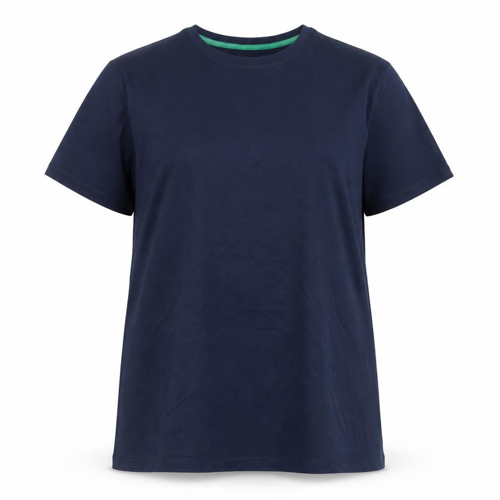 Front view of Alphar One Women Navy Blue Basic T-Shirt XXL Cotton Short Sleeve