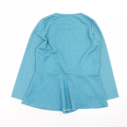Savida Women's Blue Striped Long Sleeve Wrap Blouse Size 12