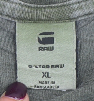 G-Star RAW Men's Green XL Crew Neck Cotton Jersey T-Shirt