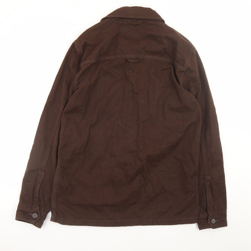 Primark Men Brown Cotton Regular Fit Button Jacket Size S