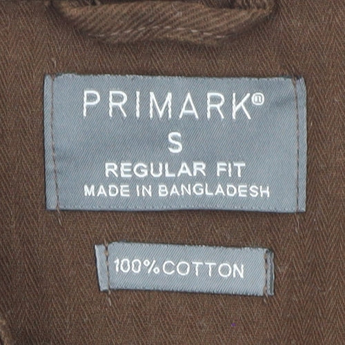 Primark Men Brown Cotton Regular Fit Button Jacket Size S