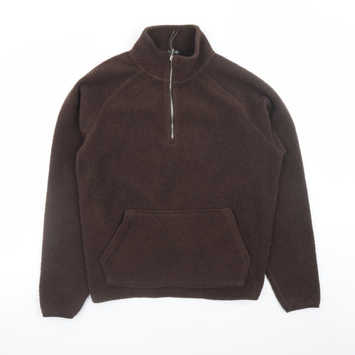 Dunnes Stores Women Brown Fleece 1/2 Zip Pullover Sweatshirt M
