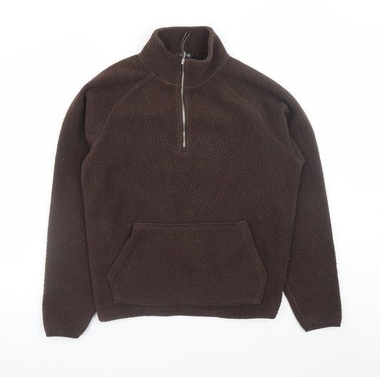Dunnes Stores Women Brown Fleece 1/2 Zip Pullover Sweatshirt M