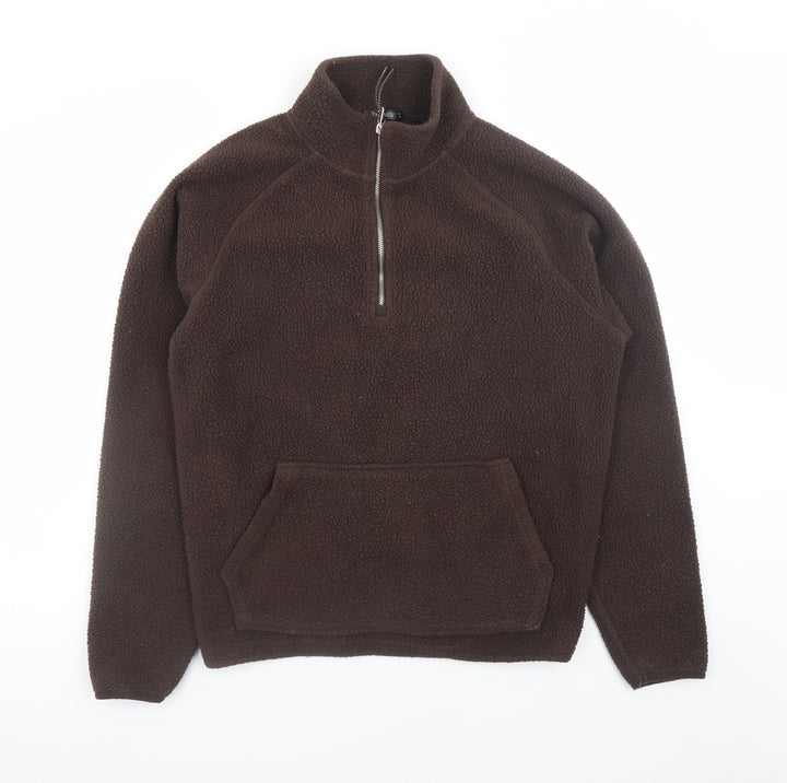 Dunnes Stores Women Brown Fleece 1/2 Zip Pullover Sweatshirt M