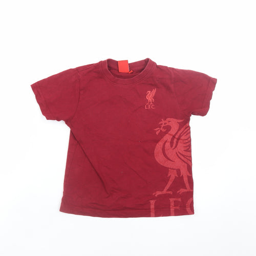 LFC Boys Red 6-7 Years Cotton Short Sleeve Football T-Shirt
