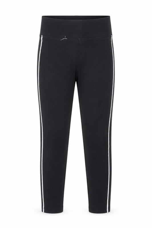 Front view of Marks & Spencer girls’ black ankle leggings 7 years cotton stretch side stripe