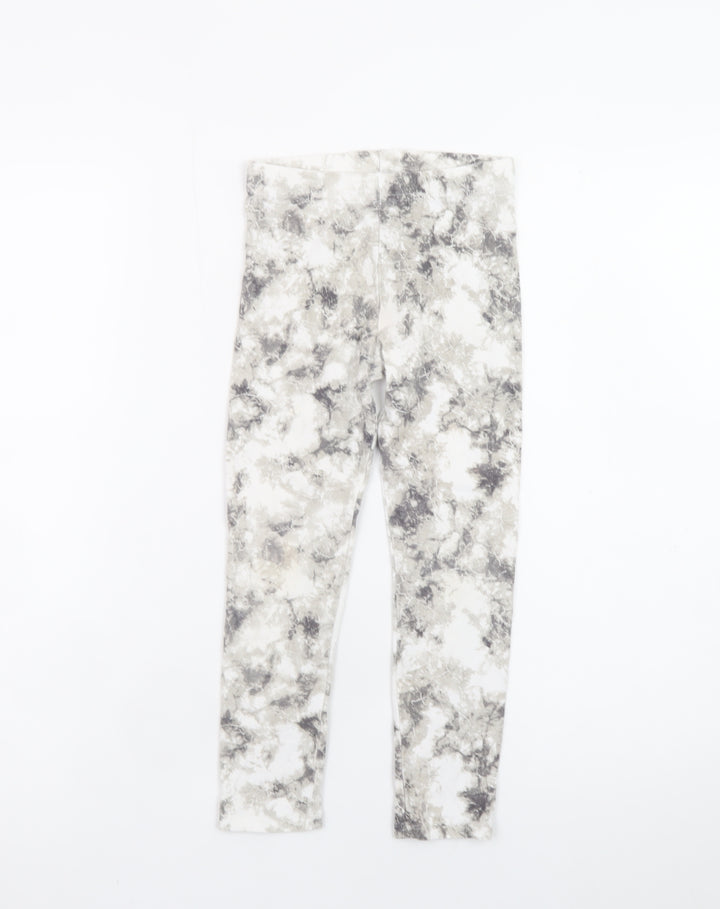 F&F Girls Grey Tie Dye Ankle Leggings 6-7 Years Cotton Stretch