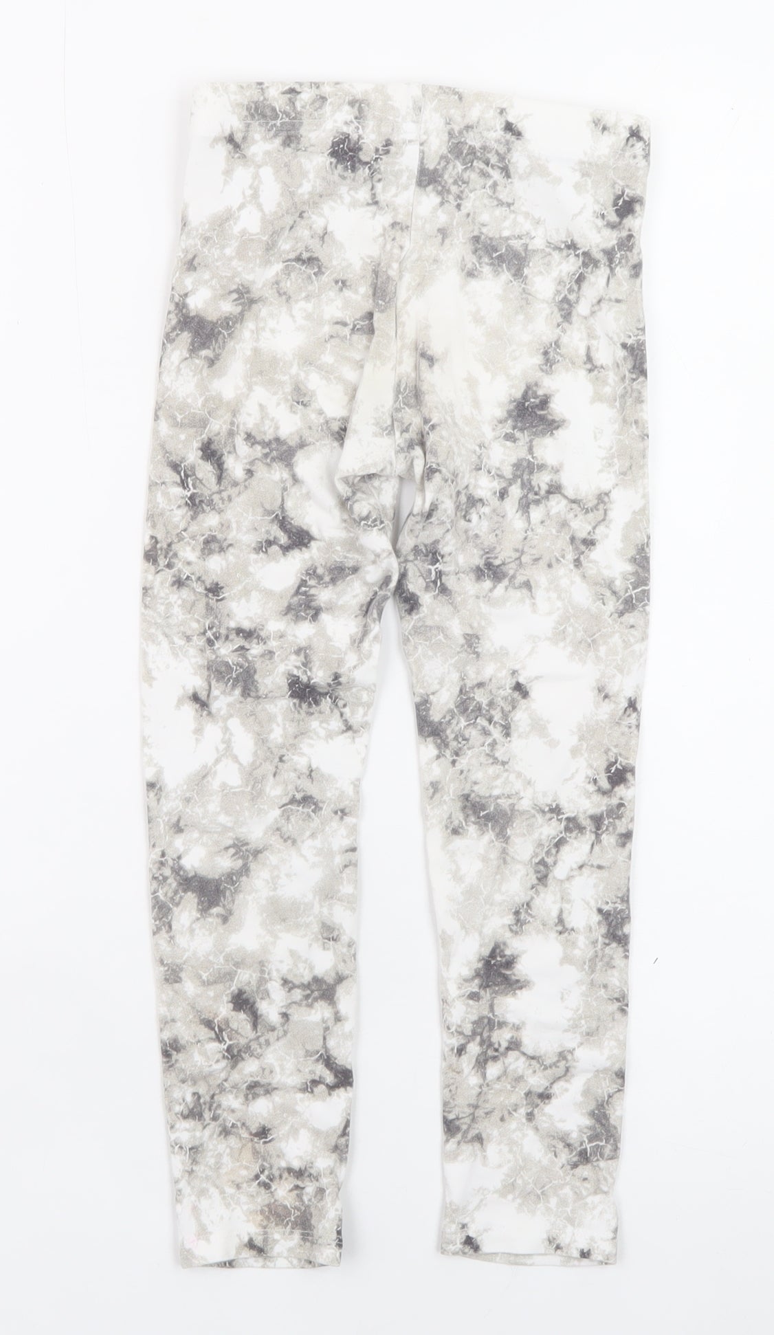 F&F Girls Grey Tie Dye Ankle Leggings 6-7 Years Cotton Stretch