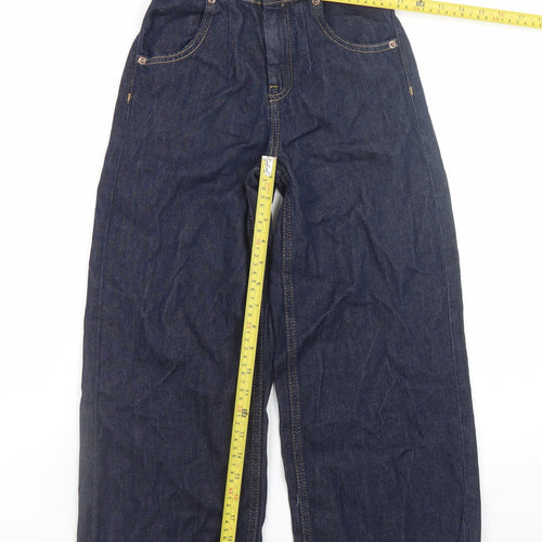 Zara Girls Blue Wide-Leg Jeans 8-9 Years Adjustable Waist Denim