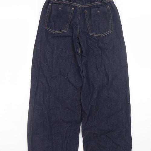 Zara Girls Blue Wide-Leg Jeans 8-9 Years Adjustable Waist Denim