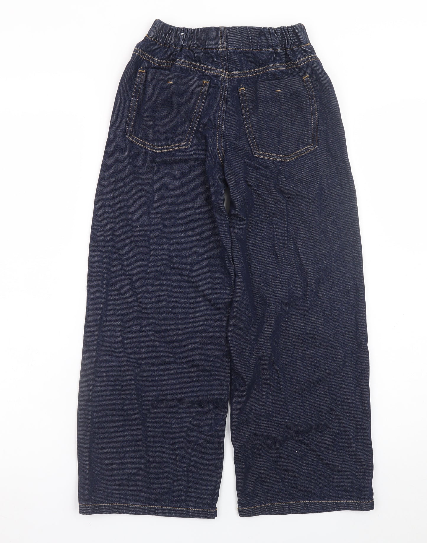 Zara Girls Blue Wide-Leg Jeans 8-9 Years Adjustable Waist Denim