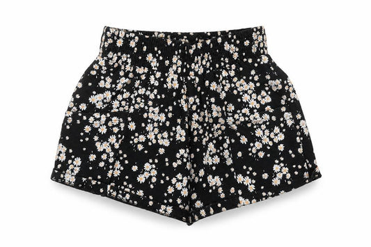 Next Girls Black Floral Daisy Print Cotton Shorts Size 7 Years