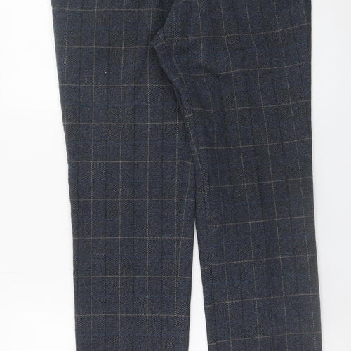 Marc Darcy Men's Grey Check Slim Fit Dress Trousers 30R