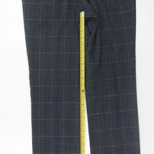 Marc Darcy Men's Grey Check Slim Fit Dress Trousers 30R