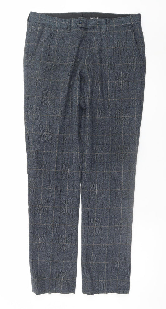 Marc Darcy Men's Blue Check Dress Pants Size 32 Regular Fit