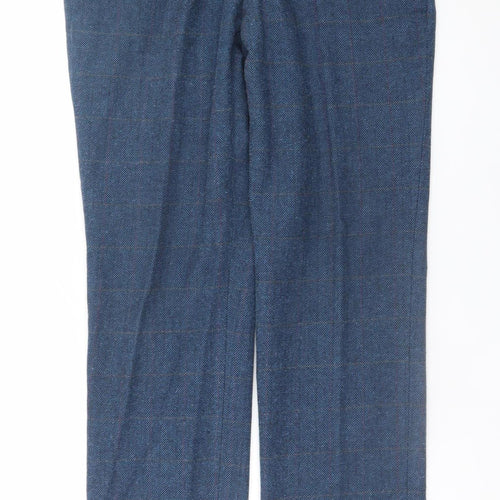 Marc Darcy Men's Blue Herringbone Dress Trousers 32R