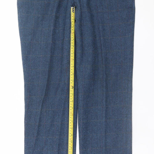 Marc Darcy Men's Blue Herringbone Dress Trousers 32R