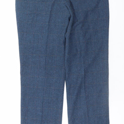 Marc Darcy Men's Blue Herringbone Dress Trousers 32R