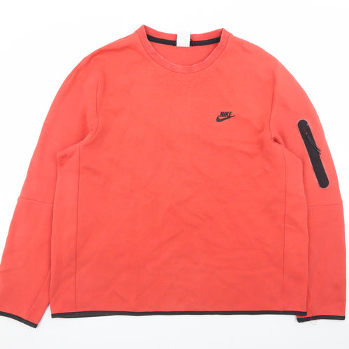 Nike Mens Red XL Pullover Sweatshirt Crew Neck Zip Arm