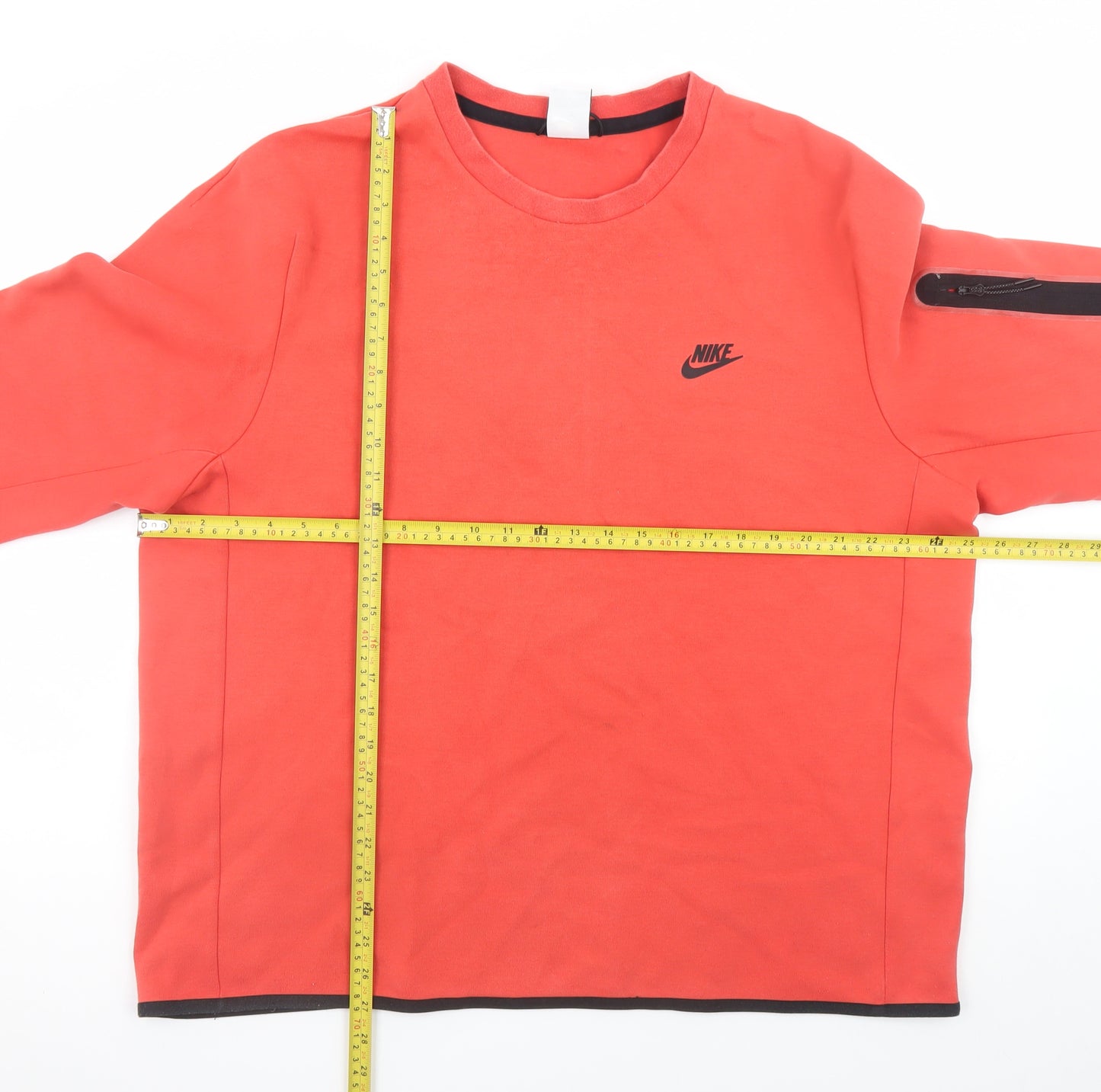 Nike Mens Red XL Pullover Sweatshirt Crew Neck Zip Arm