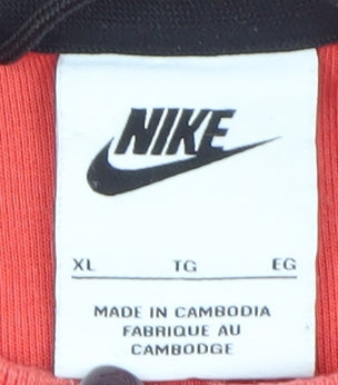 Nike Mens Red XL Pullover Sweatshirt Crew Neck Zip Arm