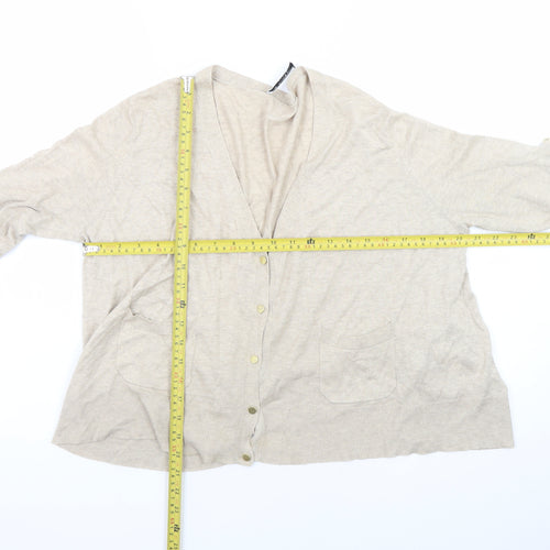 Marks and Spencer Women Beige V-Neck Button Cardigan Size 14