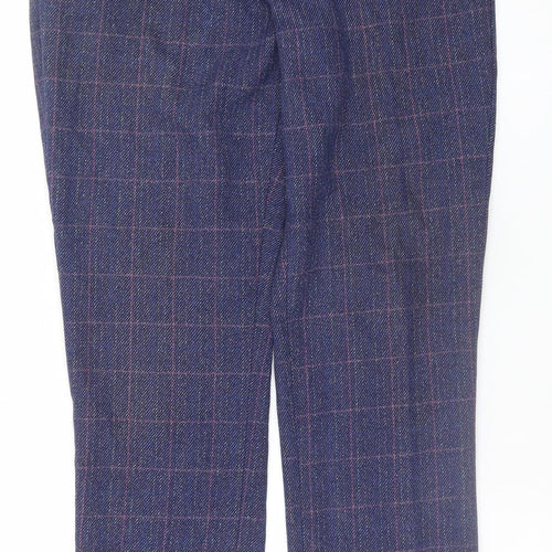 Marc Darcy Men's Blue Checked Wool Blend Dress Trousers 38/32