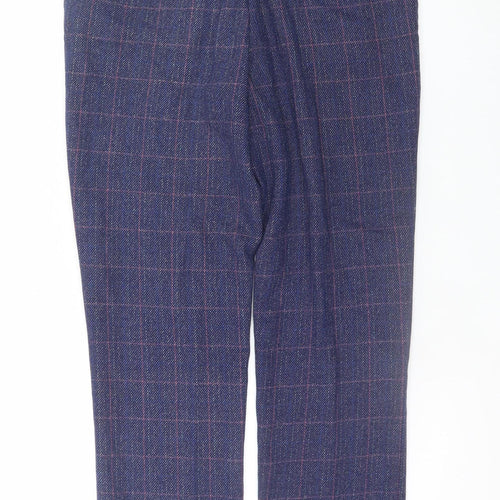 Marc Darcy Men's Blue Checked Wool Blend Dress Trousers 38/32