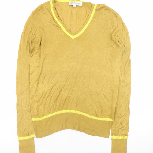 Lennon Courtney Women Yellow Viscose V-Neck Pullover Jumper M