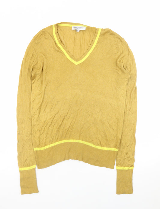 Lennon Courtney Women Yellow Viscose V-Neck Pullover Jumper M