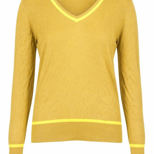 Lennon Courtney Women Yellow Viscose V-Neck Pullover Jumper M