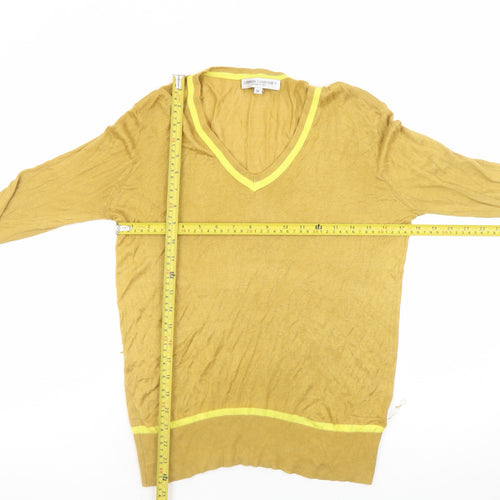 Lennon Courtney Women Yellow Viscose V-Neck Pullover Jumper M