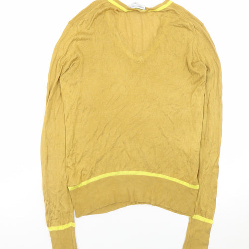 Lennon Courtney Women Yellow Viscose V-Neck Pullover Jumper M