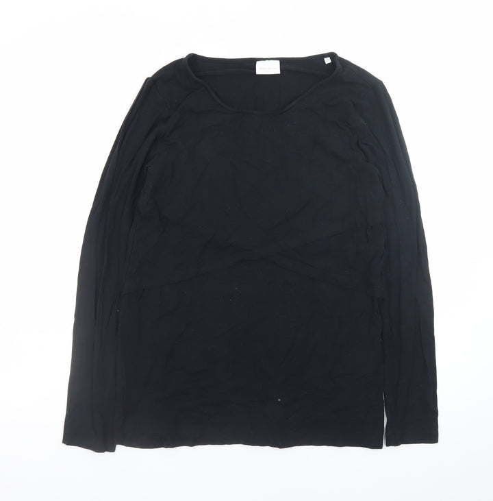 Mamalicious Women's Black Long Sleeve Maternity Jersey Blouse L